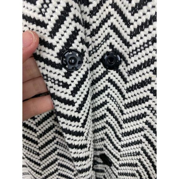 Chico's Women's 0 Black White Chevron Striped 3/4 Sleeve Duster Jacket - Picture 2 of 9